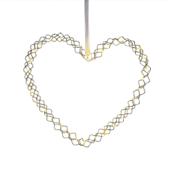 Elegant LED hjerteoph�ng med timerfunktion - Diameter: 35 cm - Batteriboks