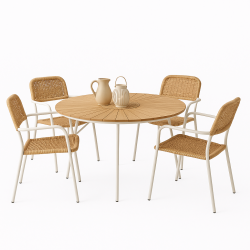 Ella bord  130 cm - Vedligeholdelsesfrit havebord med teaktrslook - plads til 6 personer!