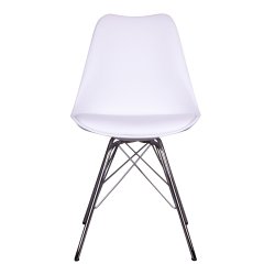 Spisebordsstol i helstbt plast og metal ben. Model: Oslo - vlg farve