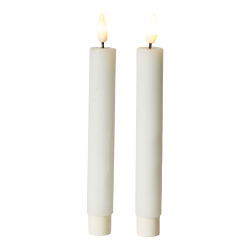 Lavenergi LED stagelys s�t � 2 styks med 3D flamme - h�jde 18 cm. v�lg mellem gr�n eller hvid