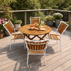 Eva / Boston runt terrassset med 4 - v�lj f�rg p� stolen