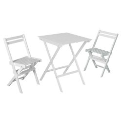 Hvidlakeret akacietr cafest med foldebord + 2 stk. klapstole. KVALITETS CAFEST - model Astrid