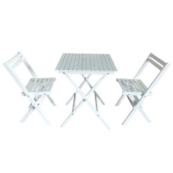 Hvidlakeret akacietr cafest med foldebord + 2 stk. klapstole. KVALITETS CAFEST - model Astrid