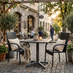 Vedligeholdelsesfrit Joel caf�s�t - 2 personers s�t - Stabelbare stole - Farve: Sort