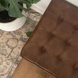 Stilren skammel/bnk i brun lder og jern - flere varianter!