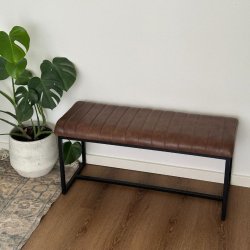 Stilren skammel/bnk i brun lder og jern - flere varianter!