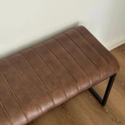 Stilren skammel/bnk i brun lder og jern - flere varianter!