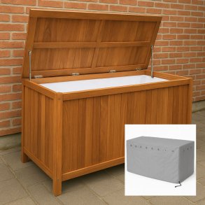 Teak hyndeboks-pakke. Bestr af Boston Hyndeboks i gold teak + 100% vandtt overtrk. 