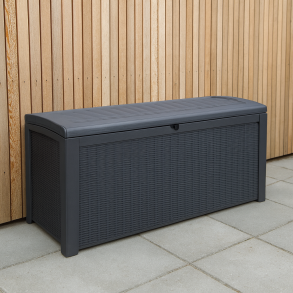 100% vandtt. Keter hyndeboks i antracitgr polyrattan - Kan bruges som bnk!