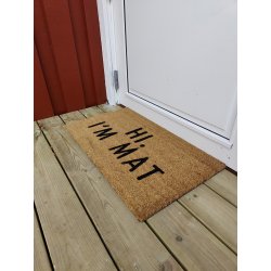 "Hi. I'm Mat" drmtte i kokos med PVC bagside, 40x70 cm - Slidstrkt og slidstrkt materiale