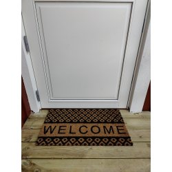 Welcome drmtte med stilrent mnstret design - 40 x 70 - af kokos og gummi, tler alt vejr. 