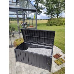 100% vandtt. Keter hyndeboks i rattan-look- Sort. Kan bruges som bnk.