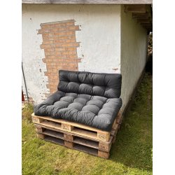 Strukturvvet mrkegr polyester ryghynde til palle - Kelleran