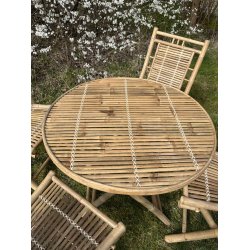 Bambusst med Bord og 4 Stole - Perfekt til Hygge og Elegance