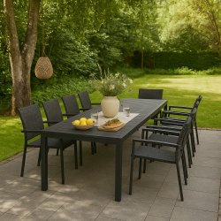 Vedligeholdelsesfrit havebord til 6-10 pers, 205/275x100 - Model: Johan - Vlg farve