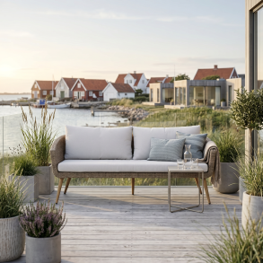 Johannes Sofa Natur. 100 % vedligeholdelsesfri. inkl. all weather luksus hynder og puder
