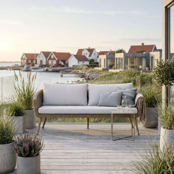 Johannes Soffa Natur. 100 % sk�tselfri. inklusive all weather dynor och kuddar