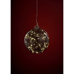 Glaskugle M/40LED 15CM - Med IP20 Batteriebox ( indendrs brug) -  MODERNE JULEKUGLE MED TIMER!