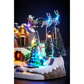 Flyvende Julemand Landsby - En Magisk Julestemning med Lys, Bevgelse og Musik