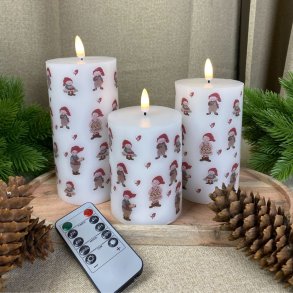 LED kunstige stearinlys st med Julemands motiv. MODERNE KUNSTIGT STEARINLYS PERFEKT TIL JULEN!!