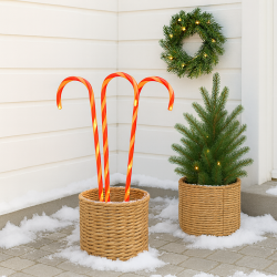 4 stk. LED juletokkest med timer - Indendrs og udendrs brug