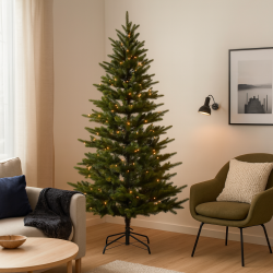 Autentisk lignende grantr m. stabil metalfod - Vlg strrelse