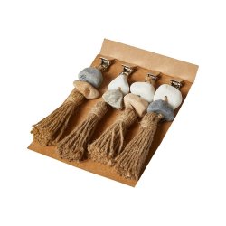 4 stk Dugklemmer fra Dacore - Jutesnor med sten - KVALITETS DUGKLEMMER MED STEN!!