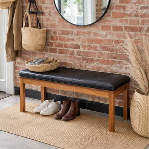 B�nkhynde 88x40x5cm i sort eller cognac b�ffell�der - v�lg farve