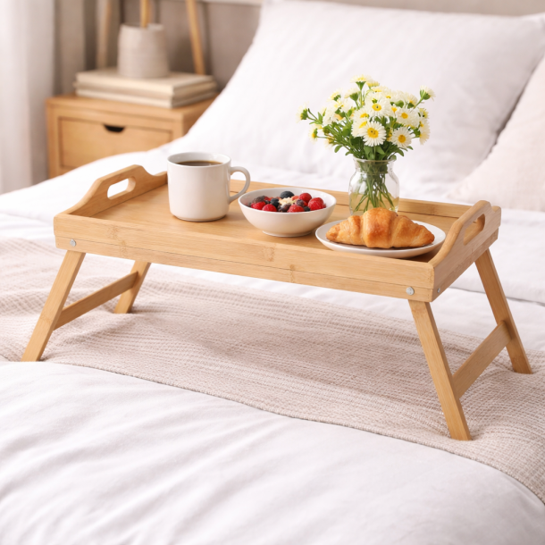 Smart foldbar sengebakke i bambus - m�l: 50x30x21 cm