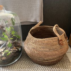 Kurvest med 3 kurve og hank - Rund i formen - H38/33/27,5 - Natur. KURVE TIL NEM OPBEVARING!! 