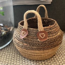 Kurvest med 3 kurve og hank - Rund i formen - H38/33/27,5 - Natur. KURVE TIL NEM OPBEVARING!! 