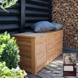 Hyndeboks i kvalitets Gold Teak med gummifuge + Hyndeovertrk! Pakketilbud!