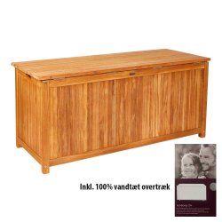 Teak hyndeboks-pakke. Bestr af Boston Hyndeboks i gold teak + 100% vandtt overtrk. 