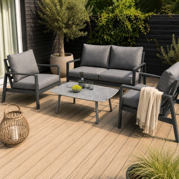 Kamelia lounges�t | 2-personers loungesofa, to komfortable loungestole og stilrent sofabord
