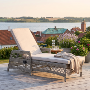 MODEL: VILA - solseng Komfortabel INKL. lux. all-weather hynde og justerbar ryg - B:73 cm x D:195 cm x H:54 cm 