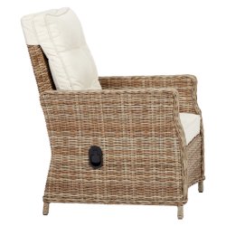 Komfortabel vedligeholdelsesfri hjrygget loungestol i aluminium og rattan med pumpe og hynder