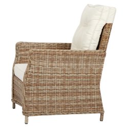 Komfortabel vedligeholdelsesfri hjrygget loungestol i aluminium og rattan med pumpe og hynder