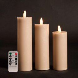 Batteridrevet LED bloklys med 3D v�ge. 12,5, 15 og 17,5 cm. h�j - v�lg farve: