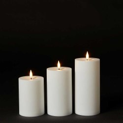 Udend�rs hvide LED bloklys 3 stk. Kommer med fjernbetjening