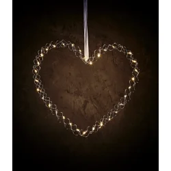 Elegant LED hjerteoph�ng med timerfunktion - Diameter: 35 cm - Batteriboks