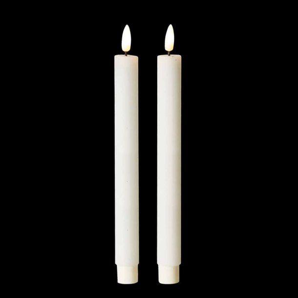 LED stagelys st  to styks med 3D flamme - hjde 22cm. Vlg farve. Hvid