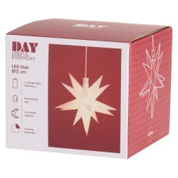 Stjerne M/1LED 12CM M/TIMER - IP20 Batteribox. KUN TIL INDENDRS. PYNT TIL VINDUET!!