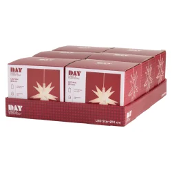 Stjerne M/1LED 12CM M/TIMER - IP20 Batteribox. KUN TIL INDENDRS. PYNT TIL VINDUET!!