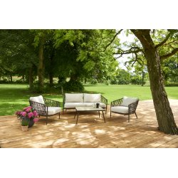 "Deep seat" Sofagruppe i UV-beskyttet polyrattan med all-weather hynder/puder og bord -Model: Havana