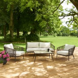 "Deep seat" Sofagruppe i UV-beskyttet polyrattan med all-weather hynder/puder og bord -Model: Havana