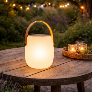 Charmerende solcelle lampe med h�ndtag - Dagslyssensor - Vandt�t - USB - V�lg st�rrelse!