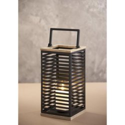 Lanterne med stribet beskyttelses net i metal og fyrretr 