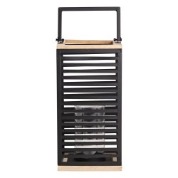 Lanterne med stribet beskyttelses net i metal og fyrretr 