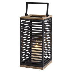 Lanterne med stribet beskyttelses net i metal og fyrretr 