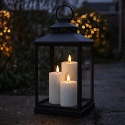 Udend�rs hvide LED bloklys 3 stk. Kommer med fjernbetjening